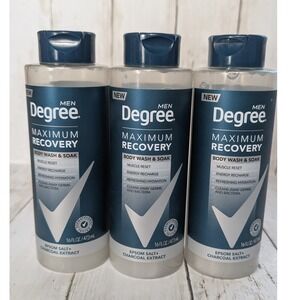 Degree Maximum Recovery Body Wash Soak Muscle Reset Charcoal Epsom Salt 3 Pack